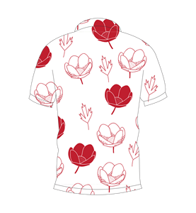 เสื้อโปโลผู้ชายสีขาวพิมพ์ลายดอกไม้สีแดงลำลองแขนสั้นแฟชั่นฤดูร้อนเสื้อโปโลกอล์ฟ - Product Image 2