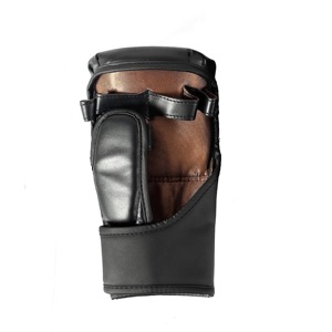 Premium <b>Black</b> MMA Gloves Faux Leather Grappling Mitts Professional Martial Arts Sparring Punching Training Open Palm Boxing 8 oz - Product Image 3