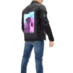 High Quality Customizable Men's <b>Denim</b> <b>Jacket</b> 100% Cotton Casual Winter Front Embroidered Logo Quick Dry Breathable Stand - Product Image 2