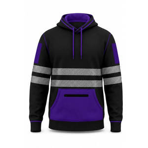 Class 2 <b>Hi</b>-<b>Vis</b> LED Flash Reflective Cotton <b>Fleece</b> Men's Workwear Safety Hoodie Custom Logo Uniform Pullover - Product Image 1