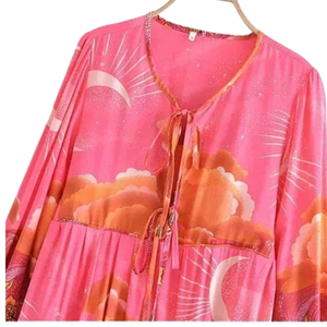 Vestido Midi Estampado Bohemio para Mujer, Atuendo Casual de Verano - Product Image 4