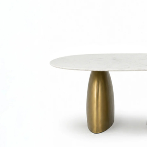 Modern Dining Tables With <b>Marble</b> <b>Top</b>, Luxury Dining Table Space Saving Oval Shape Dining Table Metal Base Dining Table - Product Image 3