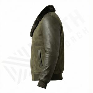 Elegantes Chaquetas de Cuero PU Suave Estampadas en Azul Marino para Hombre, Totalmente Personalizadas, 100% Piel de Oveja Original, Cierre Frontal con Cremallera - Product Image 3