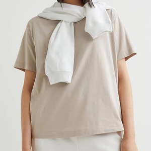 Camiseta de Verano Casual para Mujer, Ecológica, Tejida, 100% Algodón, Manga Corta, Estilo Urbano, Transpirable, Precio Bajo, en Oferta - Product Image 6