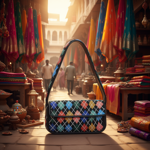Bolso de Mano Tradicional Indio de Lujo, Multicolor, con Cuentas de Vidrio, Resistente, Artesanal, con Asa Baguette, Hecho a Mano, Casual y Moderno - Product Image 3