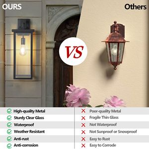 Set di 2 Lampade da Parete Moderne per Esterni, 50 cm, Struttura in Metallo Nero con Vetro Trasparente, Applique da Parete Resistenti alle Intemperie per Portico e Garage - Product Image 5