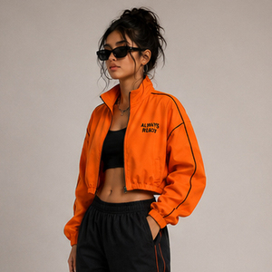 <b>Women</b> Crop Track <b>Jacket</b> Back Chenille Embroidery Long Sleeve French Terry <b>Jacket</b> High Quality Polyester Sports Training <b>Jacket</b> - Product Image 2