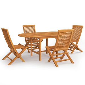 Set da pranzo da 5 pezzi in legno di Teak massello per uso giardino - Product Image 1