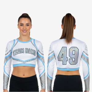 Haut court personnalisé à manches longues pour femme, coupe ajustée, uniforme de pom-pom girl, sublimation de haute qualité, doux et respirant, haut de danse pour pom-pom girl - Product Image 3