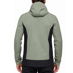 Chaqueta Softshell Verde Menta y Negra de Alta Calidad para Hombre, con Capucha, Resistente al Viento, Deportiva, con Paneles Laterales - Product Image 4
