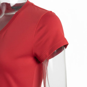 T-shirt en coton molletonné 100% pour femme, col rond, manches courtes, tricoté, écologique, protection UV, respirant, décontracté, printemps été - Product Image 3