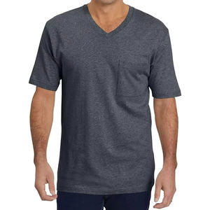 Men's Casual Summer Cotton V-Neck T-Shirts Short Sleeve with Pocket 220 Grams Fabric <b>Weight</b> <b>Blank</b> Design for Customization - Product Image 2