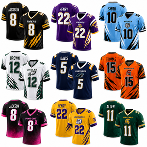 Wholesale Retro American Football Jerseys 100% Polyester Gradient Striped Short Sleeve Quick Dry Children Streetwear Custom - Product Image 5