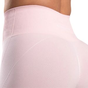 Shorts de sport pour femme rose pâle taille haute sans couture à compression, extensibles, pour la gym, le fitness, l'entraînement, le yoga et les activités sportives - Product Image 3