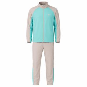 Ensemble de survêtement bleu pour homme – Veste zippée à manches longues et pantalon, color block, coupe sportive régulière, respirant, idéal pour l'automne - Product Image 1