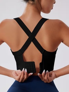 Women Criss <b>Cross</b> Sports Bra | High Impact Hook and Eye Back Closure Gym <b>Top</b> | Polyester Spandex Adjustable Workout Bralette - Product Image 5