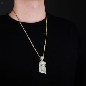 Pendentif Tête de Jésus Micro-Pavé avec Diamants de Laboratoire, Style Hip-Hop, en Argent Sterling 925, Style Rappeur, Unisexe - Product Image 4