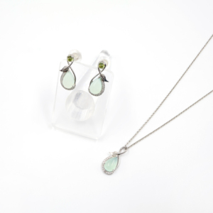 Ensemble de boucles d'oreilles pendantes en argent sterling 925 avec onyx bleu naturel et péridot, plaqué rhodium, bijoux fins OEM ODM - Product Image 3