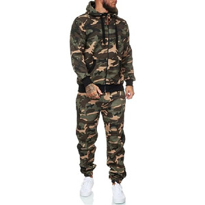 Chándal con Capucha de Camuflaje para Hombre, Cierre de Cremallera Completa, Bolsillos Laterales, Corte Regular Informal, Estilo Otoñal, Poliéster - Product Image 6