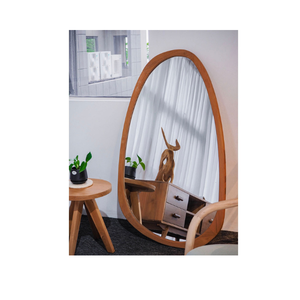 Wooden <b>Asymmetrical</b> Bean Shape Wall <b>Mirror</b> Midcentury Modern Design for Living Room Decor - Product Image 2