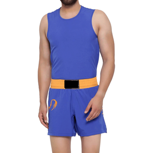 Custom Men's Kick Boxing Uniforms 2-Piece Set Spandex/Polyester Front Logo Quick Dry Breathable Durable Lightweight - Product Image 1