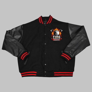 Chaqueta Bomber de Piloto Estilo Universitario Negra Lisa y Versátil con Bordado de Chenille, Chaqueta Universitaria para Hombre - Product Image 4