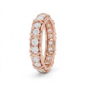 Anillo de Eternidad Chapado en Oro Rosa con Diamantes Cultivados en Laboratorio, Banda Completa de Oro Sólido de 18K con Engaste de Garra, Joyería para Mujer para Boda, Aniversario o Fiesta - Product Image 1