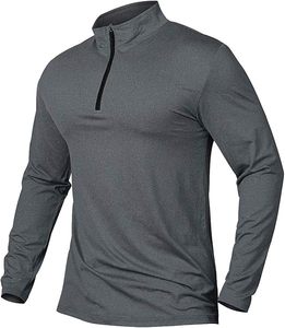 Chemises de sport à manches longues pour hommes, sweat-shirt à demi-zip, hauts de fitness pour le jogging, respirants, compressifs, pour la course à pied - Product Image 1