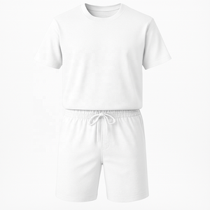 Ensemble t-shirt et short pour homme, style vintage, 2 pièces, 100% coton, séchage rapide - Product Image 1