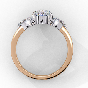 Oval Cut <b>Diamond</b> Engagement <b>Ring</b> with Marquise Side Stones | Luxury Three-Stone <b>Diamond</b> <b>Ring</b> - Product Image 2