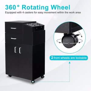 Carrello da Salone Nero con Ruote, 5 Supporti per Asciugacapelli, 2 Cassetti, 1 Ampio Armadietto, Postazione Mobile (Nero) - Product Image 5