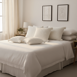 ชุดปลอกหมอนตกแต่ง SOGA 6 ชิ้น 4x 45 ซม. สีขาว BoucleBliss 2x 30x50 ซม. สีงาช้าง Sherpa พร้อมพู่ห้อย - Product Image 6