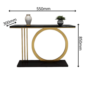 Luxury Modern <b>Console</b> <b>Table</b> Gold Stainless Steel Frame with Black <b>Marble</b> Top Entryway Sofa <b>Table</b> - Product Image 5