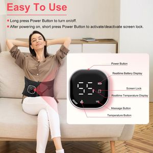 Massaggiatore lombare senza fili con 3 livelli di calore e 3 modalità di massaggio, cuscino riscaldante per alleviare dolori alla vita e alle crampi addominali. - Product Image 4