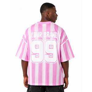 Maillot de football américain unisexe en maille polyester légère, à rayures, avec graphisme personnalisé par sublimation, respirant, anti-bactérien, haut de gamme OEM - Product Image 4