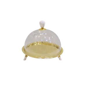 Supports à gâteaux en métal tendance avec couvercle en verre, qualité supérieure, présentoir rond pour desserts, fournitures pour gâteaux de mariage et d'anniversaire à domicile - Product Image 4