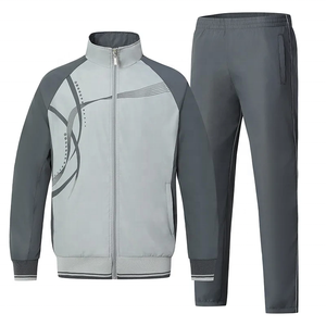 Ensemble de survêtement unisexe rouge et noir, veste zippée intégrale et pantalon sport, polyester respirant, vêtements d'automne, taille adulte, coupe classique - Product Image 4