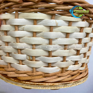 Panier de rangement pour pain en rotin, panier en osier avec base en bois pour service de table en restaurant, artisanat vietnamien pour l'exportation - Product Image 4