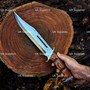 มีดล่าสัตว์แบบเดียวกับในภาพยนตร์ RAMBO III ของ UA Supplies  แบบ DIY OEM ผลิตด้วยมือ ใบมีดเหล็กคาร์บอน ด้ามไม้ ปลายใบมีดแบบ Clip Point ขนาด 13 นิ้ว หนา 0.5 มม. - Product Image 5
