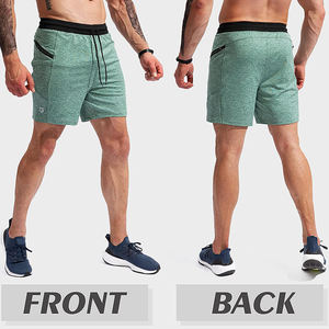 Custom Made Men's High Street Style 100% Cotton <b>Elastic</b> Waist Knitted Fabric Casual Shorts with Front Logo Printing - Product Image 2