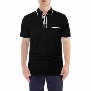 Camisetas Polo para Hombre, Manga Corta, Cuello a Rayas en Contraste, Polo de Golf con Bolsillo, Camisetas Casuales de Algodón - Product Image 2