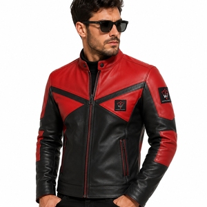 Men Leather <b>Jacket</b> Premium Leather Outerwear Comfortable Lining Durable Construction Classic Design For Casual Daily Wear Travel - Product Image 1