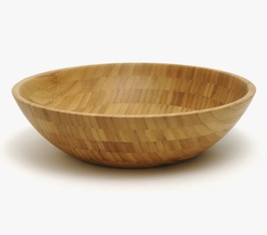 Bol de service rond en bois, fait main, design minimaliste, finition polie, motif uni, vaisselle et assiettes - Product Image 1