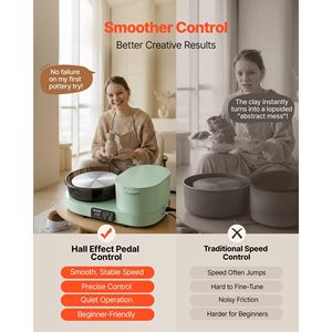 Tornio per Ceramica Elettrico da Tavolo in Alluminio da 11 Pollici, 450W, per Adulti, Velocità Regolabile 30-300 RPM - Product Image 4