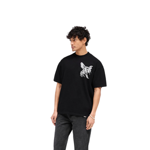 T-shirt imprimé DTG noir pour homme, design graphique mythique surdimensionné, tee-shirt en coton streetwear, vente en gros - Product Image 2