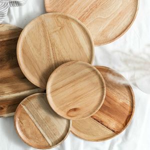 Assiette ronde en bois faite à la main, assiette de service en bois rustique naturel pour table à manger, cuisine, restaurant et décoration intérieure - Product Image 5