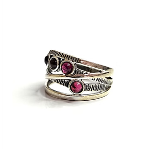 (4.7 Grams) Natural <b>Garnet</b> Gemstone <b>Ring</b> 925 Sterling <b>Silver</b> Multi Stone Statement Women Jewelry JAIPUR <b>SILVER</b> - Product Image 2