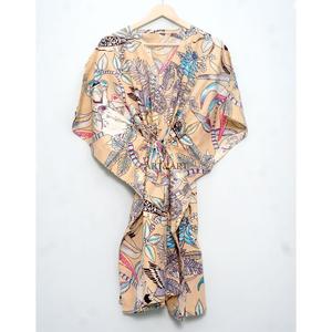 Caftán de algodón puro muy demandado para mujer, con estampado de mono, corte holgado, ropa informal de verano, ideal para la playa. - Product Image 6