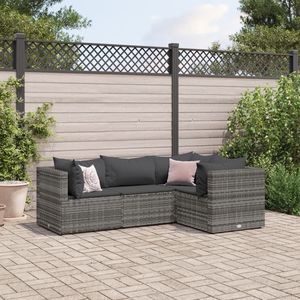 Conjunto de Muebles de Patio de Ratán Sintético Gris 100% Poliéster con Acero con Recubrimiento en Polvo, Muebles de Patio de Primera Calidad - Product Image 1