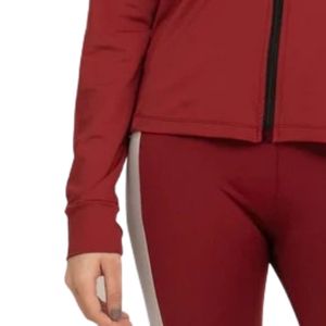 Chaqueta de Forro Polar Roja para Mujer, con Cierre Completo, Cuello Alto, Manga Larga, Transpirable, Ropa Deportiva de Punto para Otoño - Product Image 3